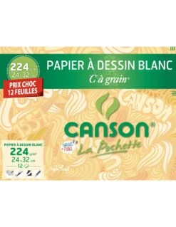 12 Papiers à Dessin Blanc CANSON C à Grain 24 X 32 CM 224g