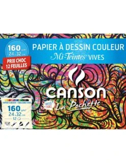 12 Papiers à Dessin Canson Mi-Teintes Vives 24 X 32 Cm