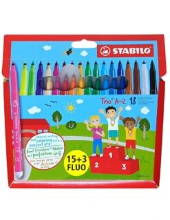 18 Feutres Stabilo Trio A-Z 15 + 3 Fluos -Scolaires Fournitures Magasin 18 feutres stabilo trio a z 1