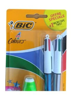 2 Stylos 4 Couleurs BIC Shine + 1 Tipp-Ex -Scolaires Fournitures Magasin 2 stylos a bille shine 4 couleurs 1 tipp ex 2