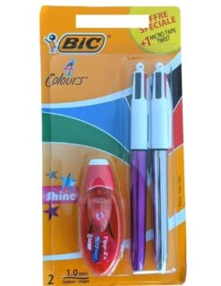 2 Stylos 4 Couleurs BIC Shine + 1 Tipp-Ex -Scolaires Fournitures Magasin 2 stylos a bille shine 4 couleurs 1 tipp ex 4
