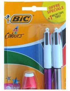 2 Stylos 4 Couleurs BIC Shine + 1 Tipp-Ex -Scolaires Fournitures Magasin 2 stylos a bille shine 4 couleurs 1 tipp ex 5