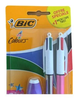 2 Stylos 4 Couleurs BIC Shine + 1 Tipp-Ex -Scolaires Fournitures Magasin 2 stylos a bille shine 4 couleurs 1 tipp ex 8