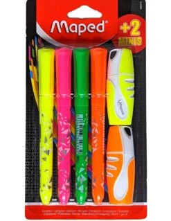 4 Surligneurs Fluo + 2 Minis Maped Peps Fluo
