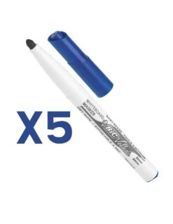 Bic 5 Feutres Velleda Effaçable Bleu Pointe Moyenne