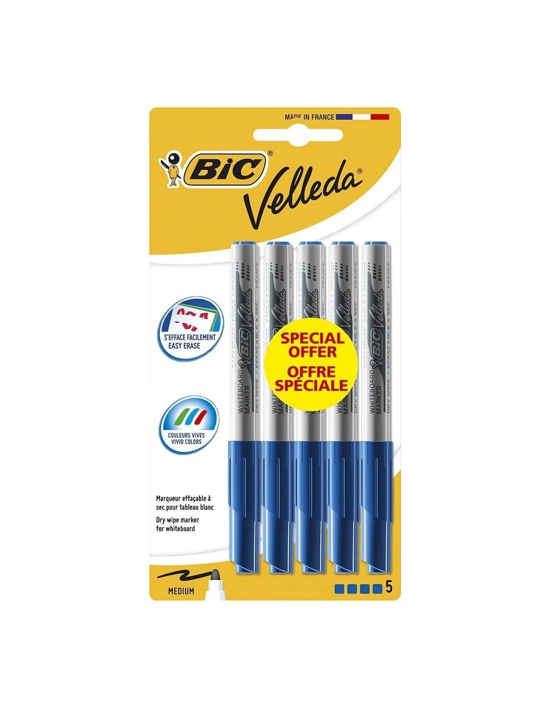 Bic 5 Feutres Velleda Effaçable Bleu Pointe Moyenne 8 Bic 5 Feutres Velleda Effaçable Bleu Pointe Moyenne – Image 6