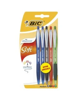 5 Stylos Bille Atlantis Soft Assortis BIC