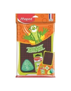 MAPED Ardoise Noire Classic + 1 Boîte Éponge + 10 Craies Blanches