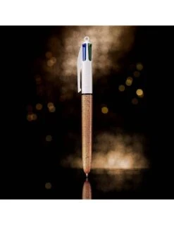 Stylo BIC 4 Couleurs Doré Givré Party -Scolaires Fournitures Magasin bic 4 couleurs stylos bille dore party 5