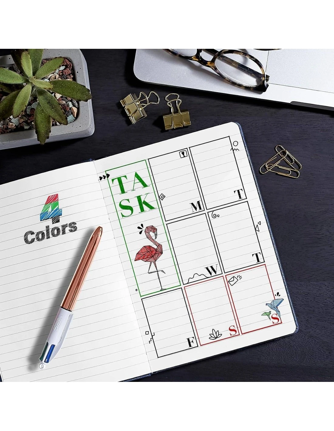 BIC 4 Couleurs Stylos Métallisés Or Rose 4 BIC 4 Couleurs Stylos Métallisés Or Rose – Image 2