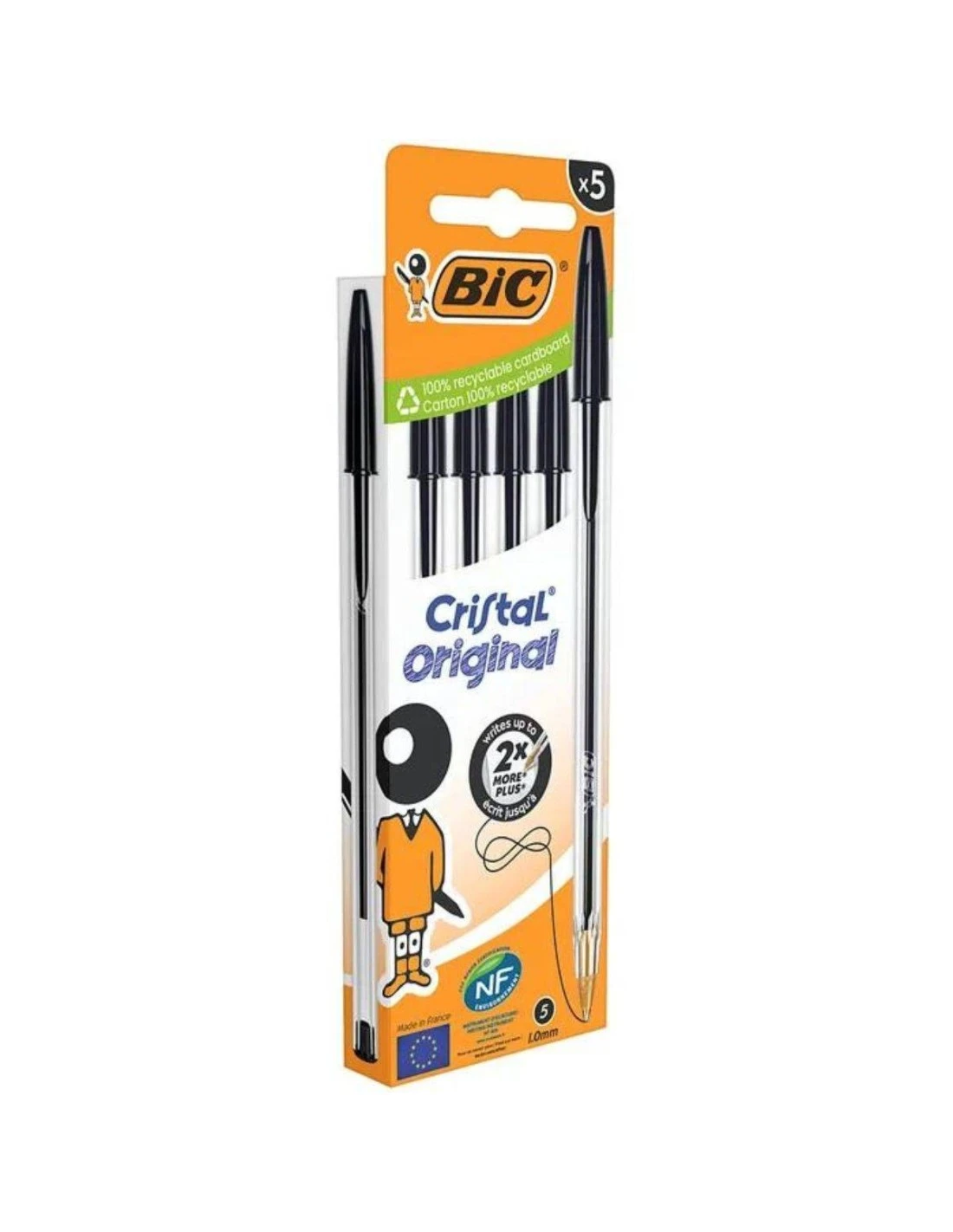BIC Cristal Original - 5 Stylos à Bille Noir Pointe Moyenne 4 BIC Cristal Original - 5 Stylos à Bille Noir Pointe Moyenne – Image 2