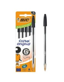 BIC Cristal Original - 5 Stylos à Bille Noir Pointe Moyenne