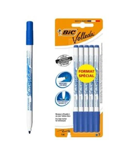 Bic Lot De 5 Marqueurs Velleda Fin Bleu