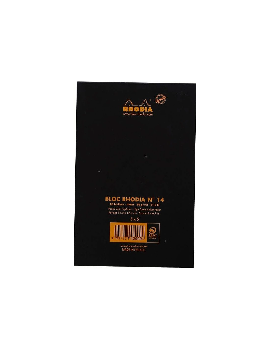 Bloc Rhodia N°14 Black Petits Carreaux - 80 Feuillets 5 Bloc Rhodia N°14 Black Petits Carreaux - 80 Feuillets – Image 3