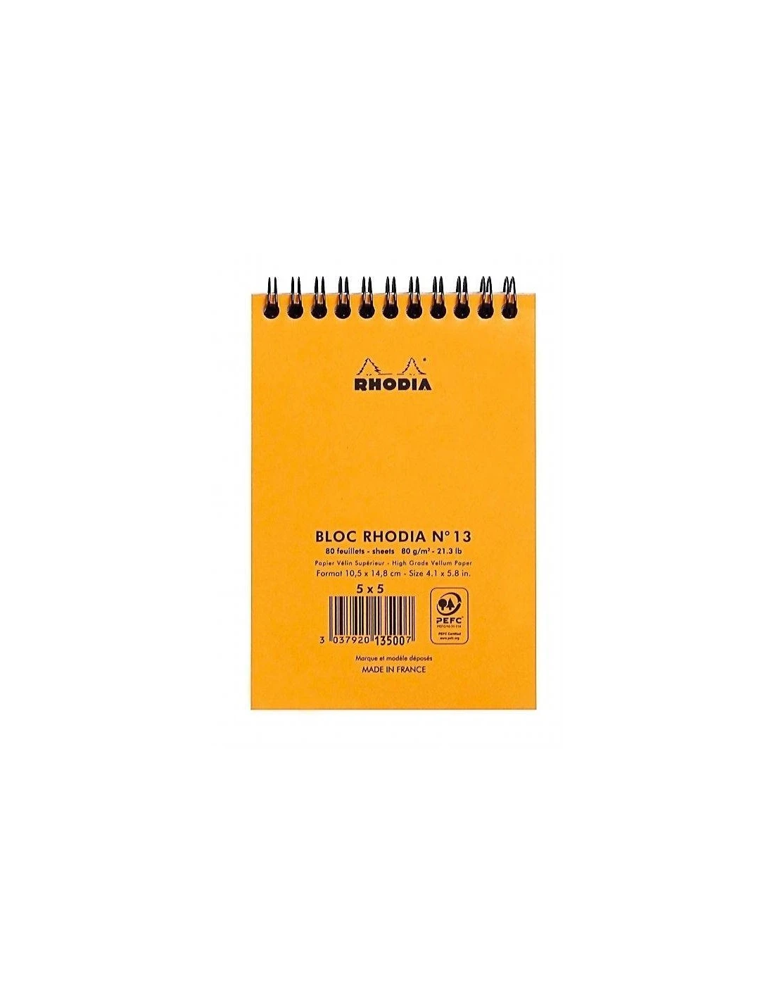 Bloc Rhodia Spirale N°13 Orange 5x5 - 80 Feuillets - 10,5x14,8 Cm 5 Bloc Rhodia Spirale N°13 Orange 5x5 - 80 Feuillets - 10,5x14,8 Cm – Image 3