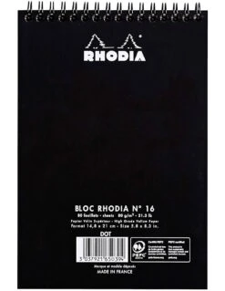 Bloc Rhodia Spirale N°16 Dot Pad Noir 14,8x21 Cm -Scolaires Fournitures Magasin bloc rhodia spirale n 16 dot pad noir 2