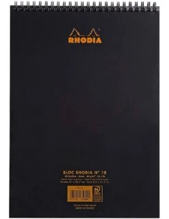 Bloc Rhodia Spirale Noir Ligné N°18 - 80 Feuillets -A4 -Scolaires Fournitures Magasin bloc rhodia spirale noir ligne n°18 80 feuillets 2