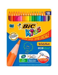 18 Crayons De Couleur BIC Kids Evolution Boite Métal