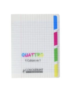 Cahier Conquerant 4 En 1 Quattro 17 X 22 Cm 140p Seyès -Scolaires Fournitures Magasin cahier conquerant 4 en 1 quattro 17 x 22 cm 140p seyes 2