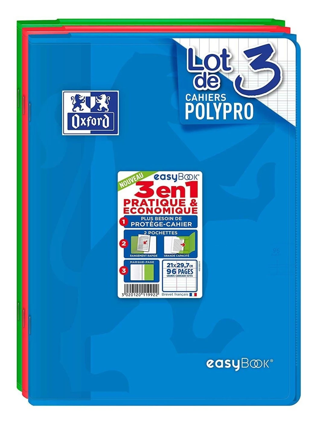 Cahier EasyBook Oxford A4 - 96 P - Seyès Couleurs Assortis - Lot De 3 4 Cahier EasyBook Oxford A4 - 96 P - Seyès Couleurs Assortis - Lot De 3 – Image 2