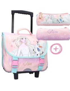 Pack Cartable à Roulettes + Trousse Reine Des Neiges 2 Elsa Et Olaf It's All Magic