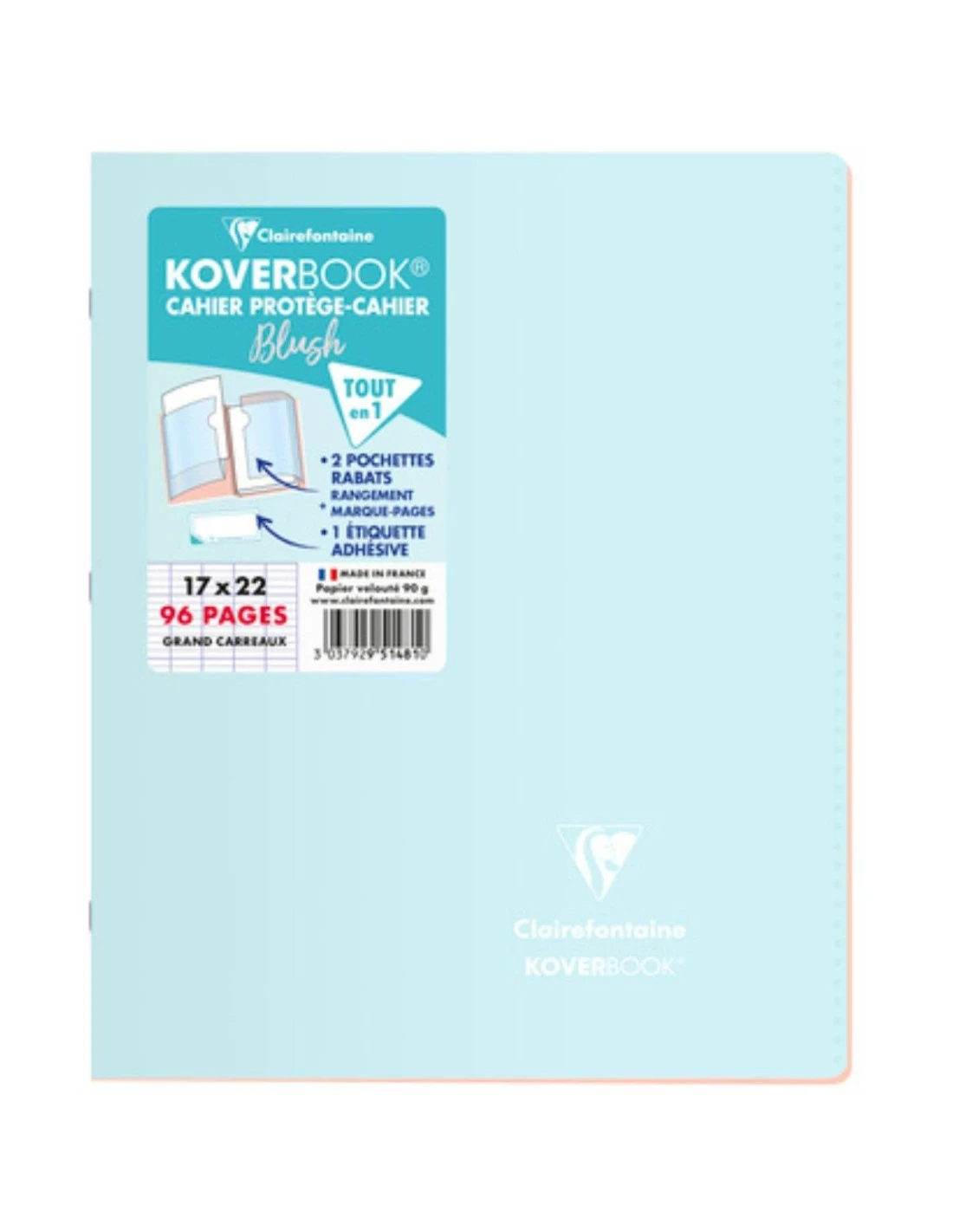 Clairefontaine Cahier Koverbook Blush Pastel - 17x22 Cm - 96 Pages Grands Carreaux 5 Clairefontaine Cahier Koverbook Blush Pastel - 17x22 Cm - 96 Pages Grands Carreaux – Image 3