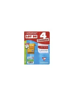 Clairefontaine - Lot De 4 Cahiers Piqué - Grands Carreaux - 96 Pages - 17 X 22 Cm