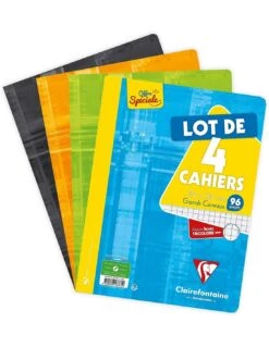Clairefontaine - Lot De 4 Cahiers 24x 32 Cm Grands Carreaux - 96 Pages