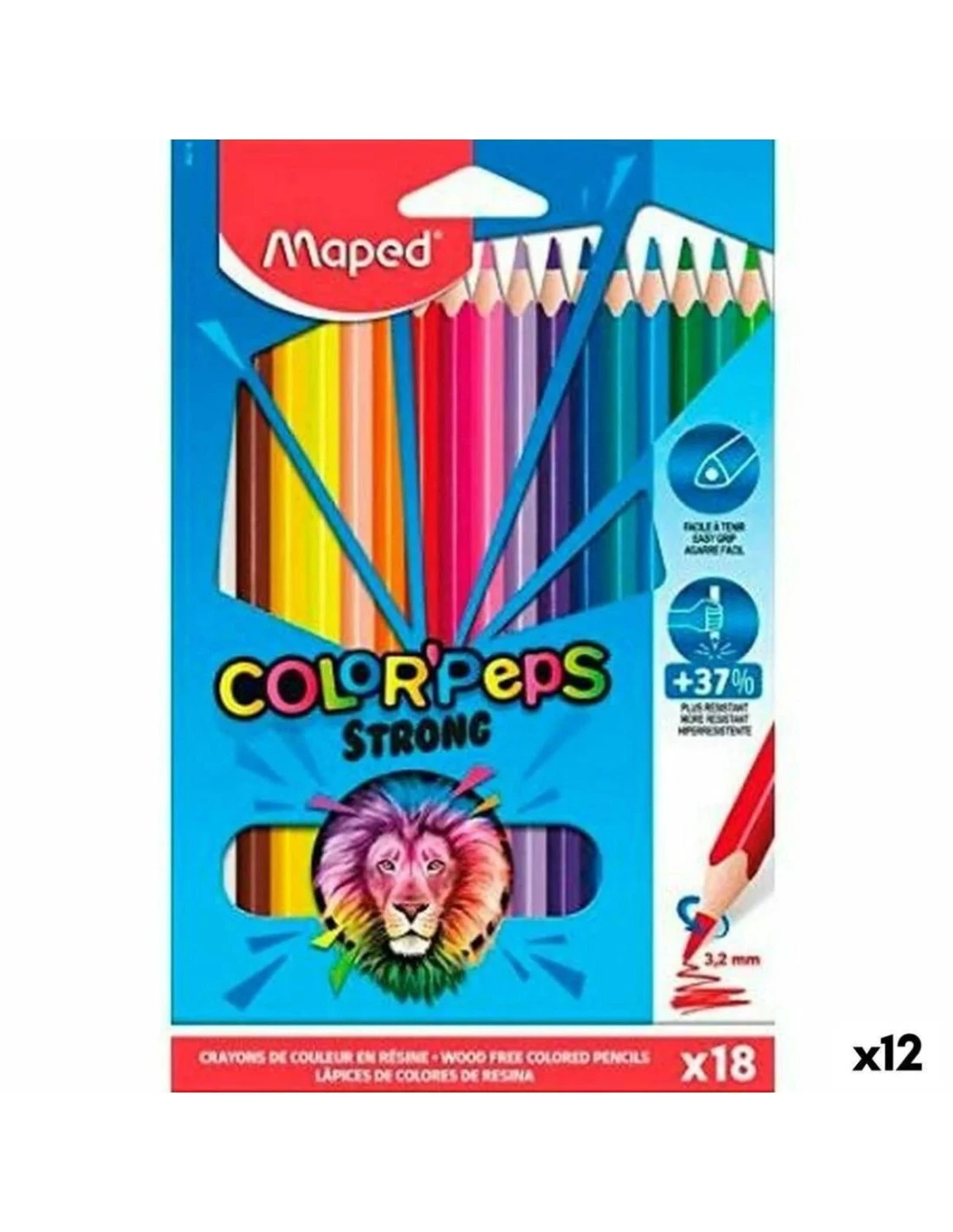 Crayon De Couleur MAPED Colors' Peps Strong X18 3 Crayon De Couleur MAPED Colors' Peps Strong X18