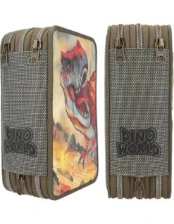 Dino World Trousse à Crayons 3 Compartiments Dino Avec Effet 3D -Scolaires Fournitures Magasin dino world trousse 3 compartiments dinosaure 2