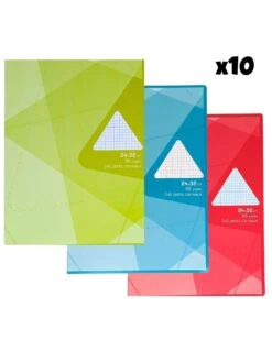Lot De 10 Cahiers 24 X 32 Cm 96 Pages Petits Carreaux