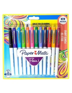 Lot De 12 Stylos Feutre Pointe Large Paper Mate Flair