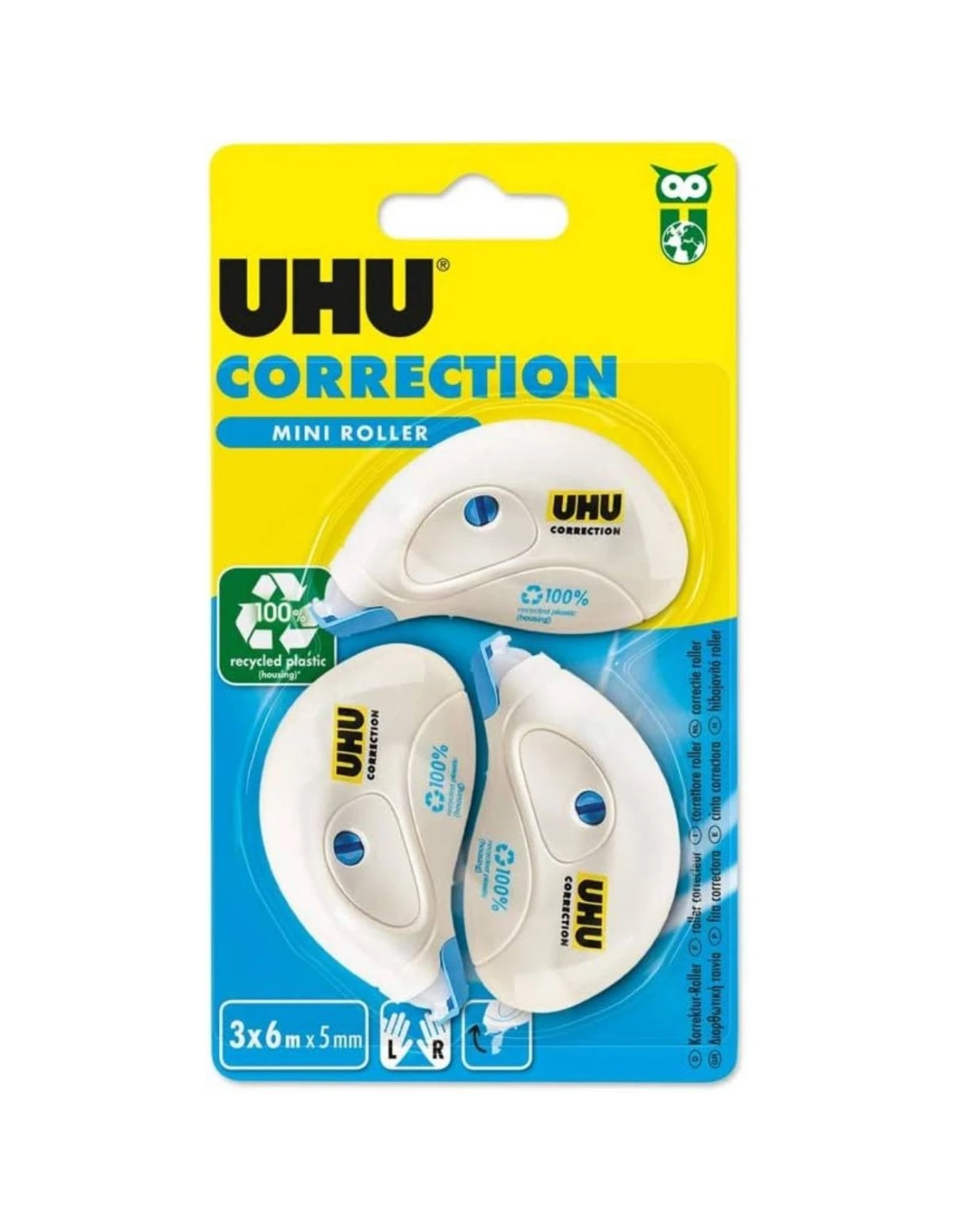 UHU® Lot De 3 Correcteurs UHU Roller Mini - 3x6 Metres 3 UHU® Lot De 3 Correcteurs UHU Roller Mini - 3x6 Metres