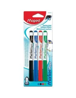 4 Feutres Effaçables Maped Pour Ardoise Blanche Marker'Peps