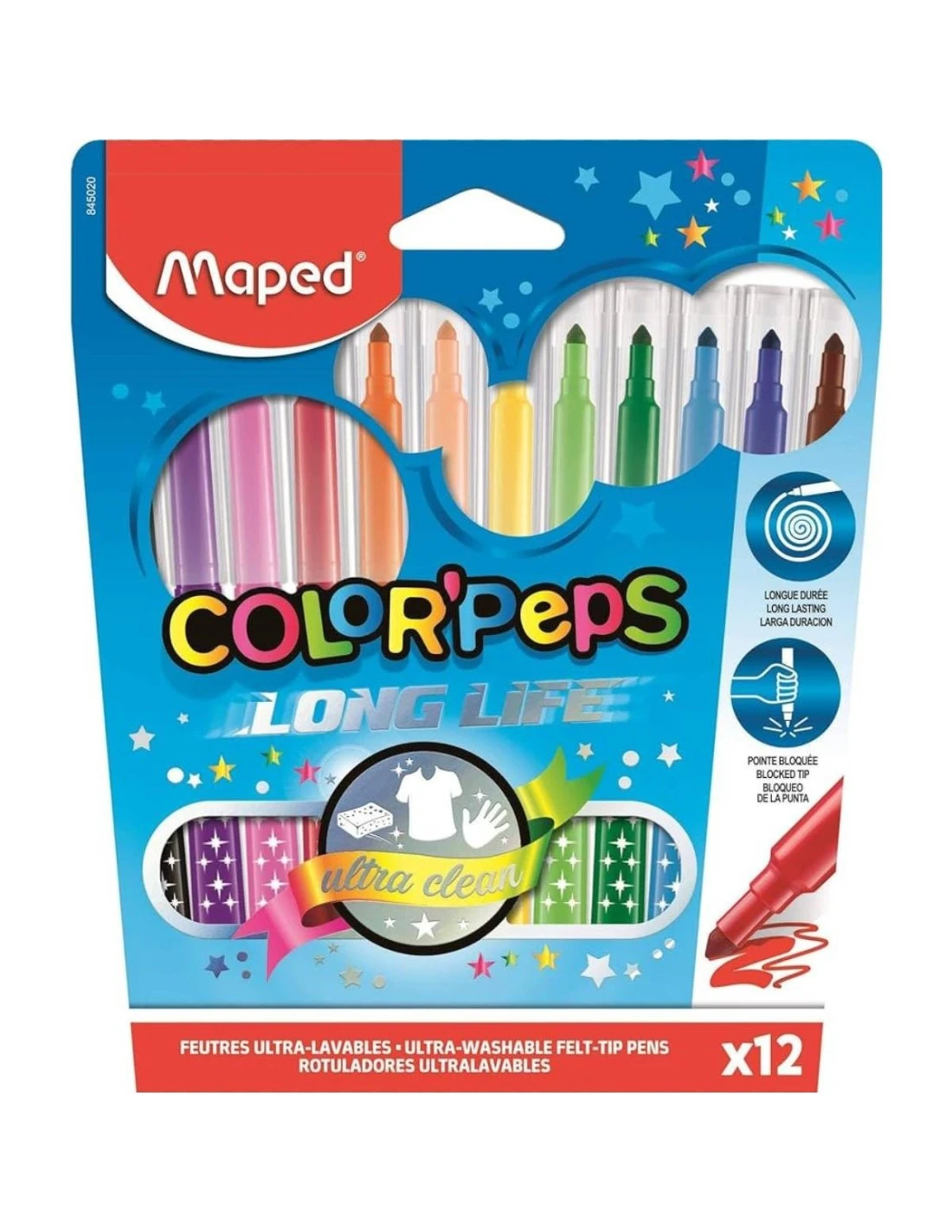Maped 12 Feutres Color'Peps Long Life 3 Maped 12 Feutres Color'Peps Long Life