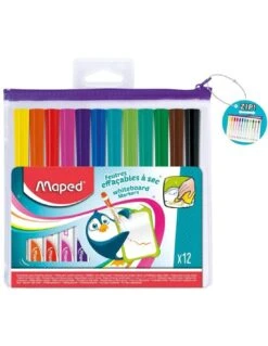 12 Feutres Effaçables Maped Pour Tableau Blanc Marker'peps