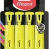 Maped - Pack De 4 Surligneurs Jaune Fluo Fluo’Peps Classic -Scolaires Fournitures Magasin maped pack de 4 surligneurs jaune fluo peps classic