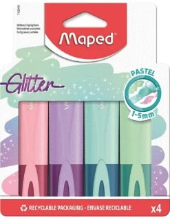 Maped - Pochette De 4 Surligneurs Glitter Pastel