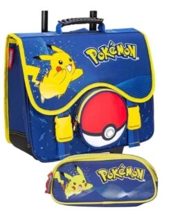 Pack Cartable à Roulettes Pokemon Pikachu 41 Cm + Trousse 2 Compartiments