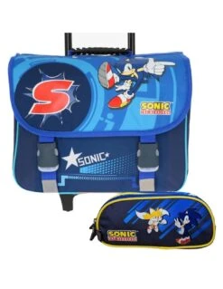 Pack Cartable à Roulettes Sonic 41 Cm + Trousse 2 Compartiments
