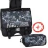 Pack Cartable à Roulettes Airness + Trousse Double Compartiment Noir -Scolaires Fournitures Magasin pack cartable roulettes airness trousse double compartiment ace