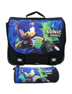 Pack Cartable Sonic Prime Time 38 Cm + Trousse Ronde