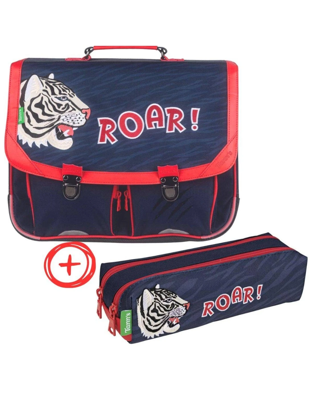 Pack Cartable + Trousse Tann's Aaron Tiger 38 Cm 3 Pack Cartable + Trousse Tann's Aaron Tiger 38 Cm