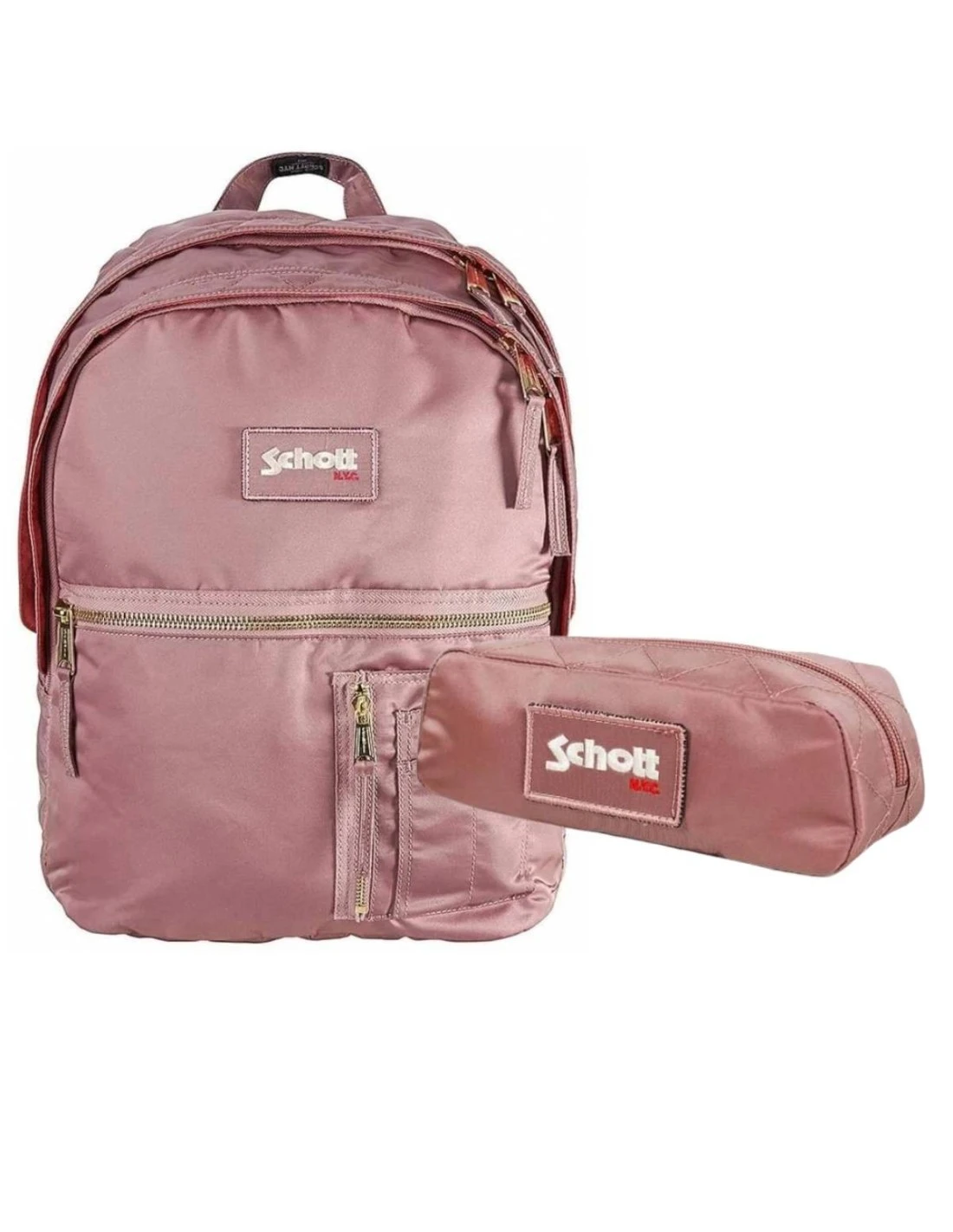 Pack Sac à Dos SCHOTT Bomber Rose 2 Compartiments + Trousse 4 Pack Sac à Dos SCHOTT Bomber Rose 2 Compartiments + Trousse – Image 2