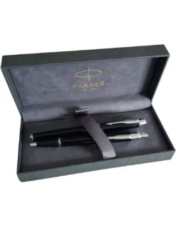 Parker® Parure De Stylo PARKER IM Laqué Noire Avec Attributs Chromés