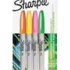 Sharpie Marqueurs Permanents Couleurs Fluorescentes -Scolaires Fournitures Magasin sharpie marqueurs permanents assortiment de 4 couleurs fluorescentes
