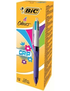 Stylo 4 Couleurs Bic Grip Fun Violet - Lot De 12