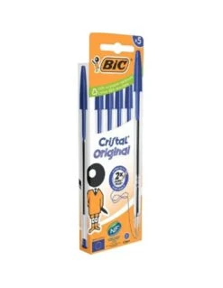 Stylo BIC Cristal Bleu Pointe Moyenne X 5 -Scolaires Fournitures Magasin stylo bic cristal bleu pointe moyenne x 5 1