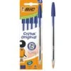 Stylo BIC Cristal Bleu Pointe Moyenne X 5 -Scolaires Fournitures Magasin stylo bic cristal bleu pointe moyenne x 5