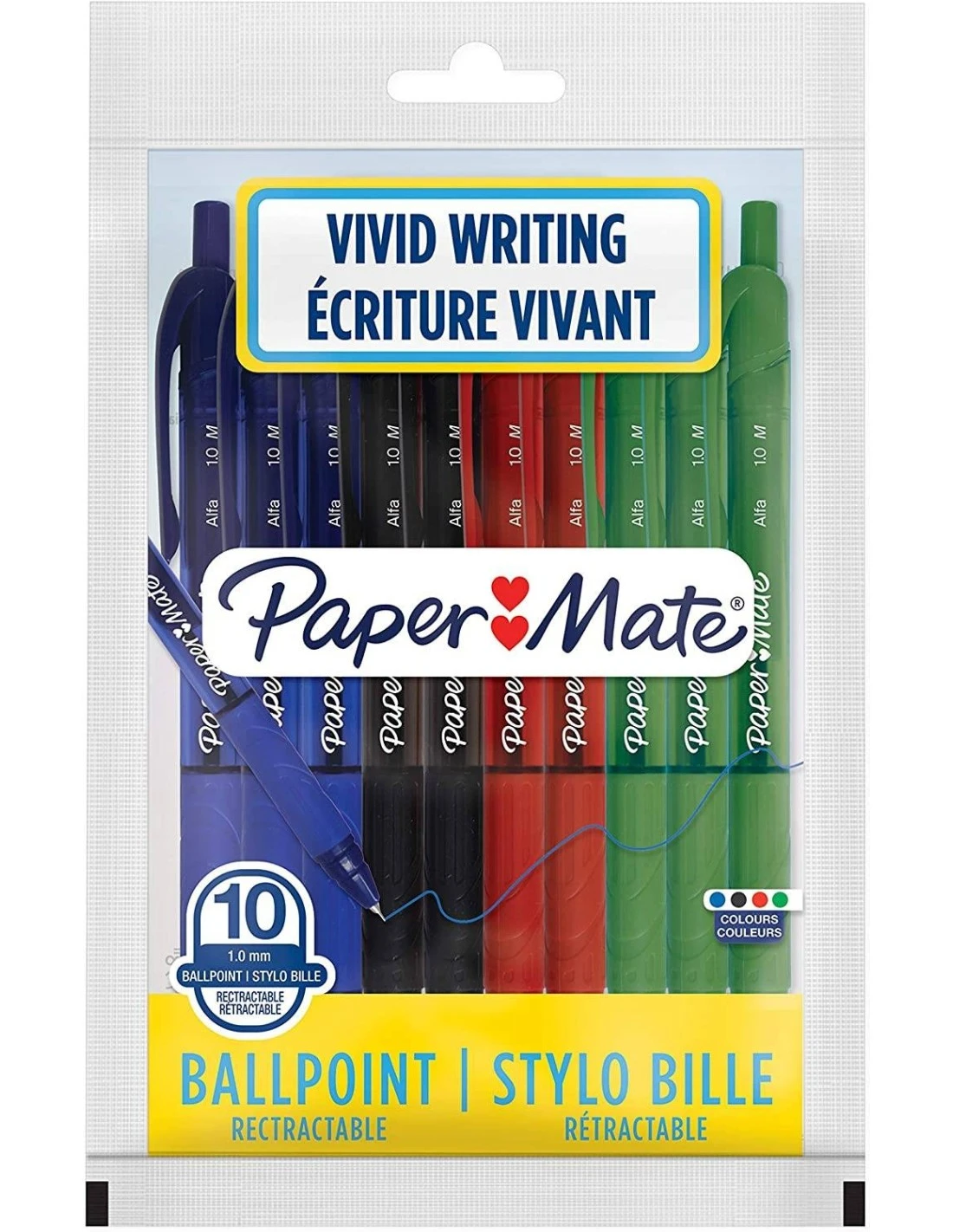 Lot De 10 Stylos à Bille Paper Mate AlfaAssortis 4 Lot De 10 Stylos à Bille Paper Mate AlfaAssortis – Image 2